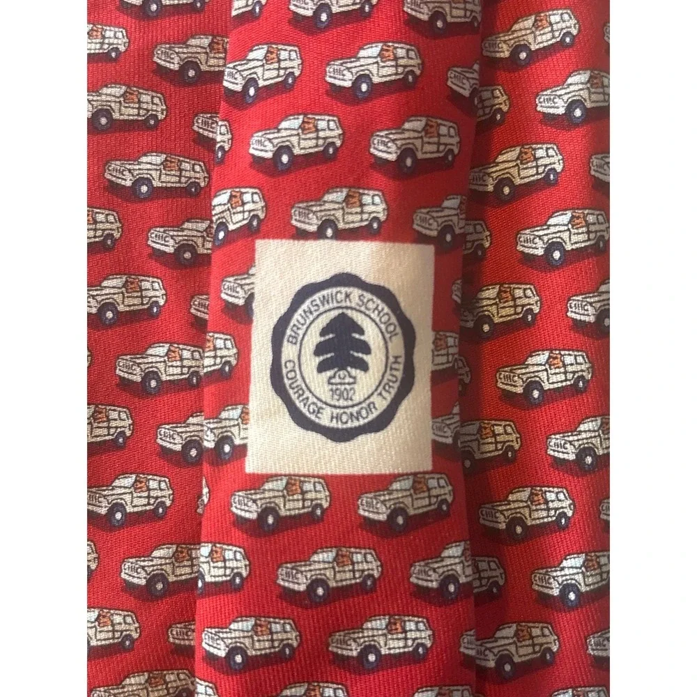 Vineyard Vines Necktie Mens OS Red Excellent Silk SUV Brunswick School Custom